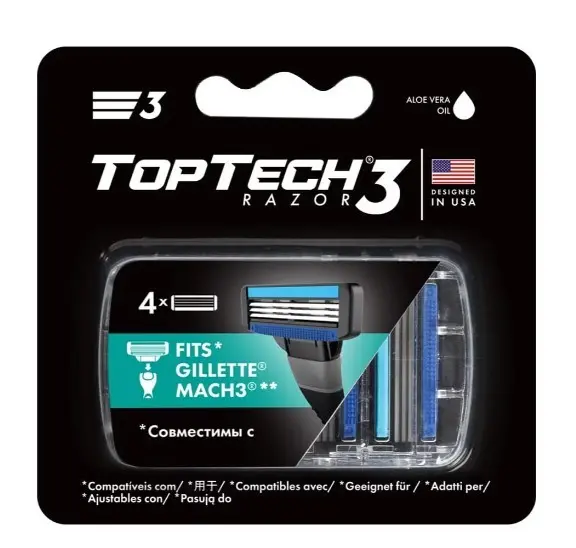 3 сменные кассеты мужские 4 шт совместимы с gillette