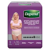 Depend впитывающее нижнее белье для женщин l xl 50-56 9 шт