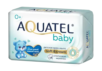 Aquatel baby крем мыло твердое хлопковое молочко 90 г 
