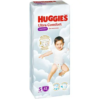 Huggies ultra comfort 5 12-17 кг трусики подгузники 42 шт для мальчиков