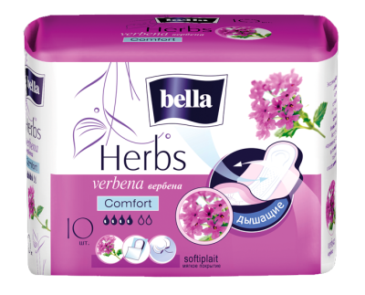 Прокладки BELLA HERBS Tilia softiplait с экстрактом вербены 10шт 