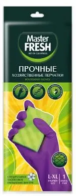 Master FRESH перчатки прочные хозяйственные латексные с хлопком 1 пара размер фиолетовые