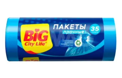 BIG City Пакеты для мусора 50*60 см 35л синие 30 шт 