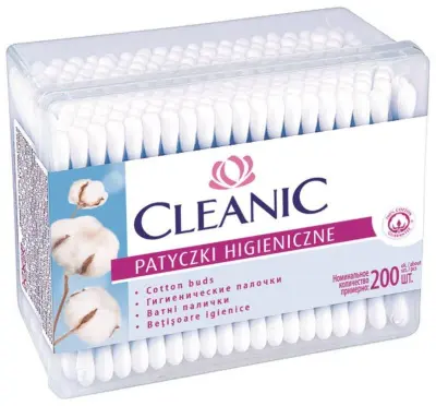 Cleanic ватные палочки гигиенические в прямоугольной коробке 200 шт 