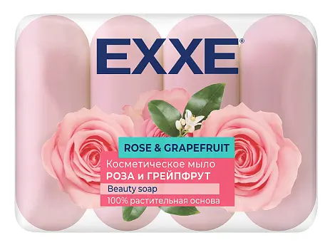 Exxe косметическое мыло роза и грейпфрут 4*70 г экопак