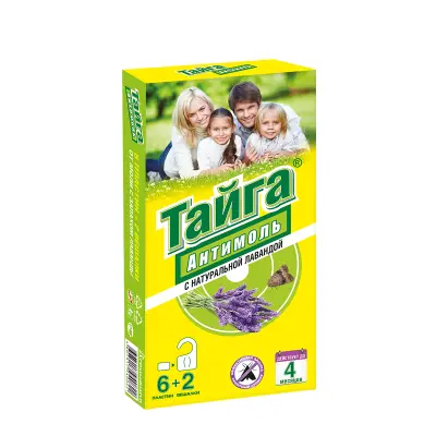 Тайга антимоль подвесной блок 2 вешалки 6 пластин для защиты от моли 