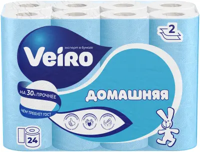 Veiro туалетная бумага домашняя 2 х слойная белая 24 шт 