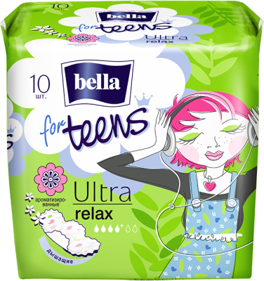 Прокладки гигиенические супертонкие BELLA FOR TEENS Relax, 10шт 