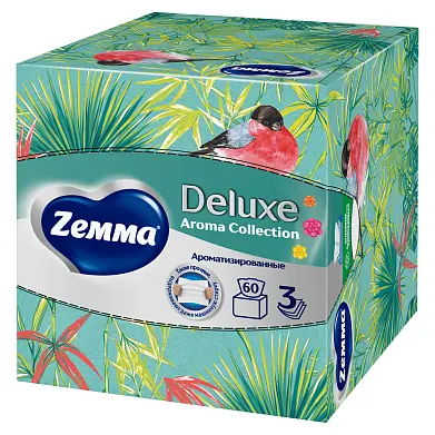 Zemma салфетки для лица 3 х слойные deluxe арома коллекция 60 шт