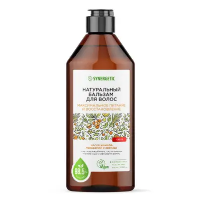 Synergetic натуральный бальзам для волос максимальное питание и восстановление флакон 400 мл 