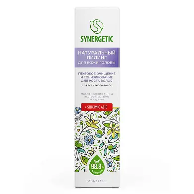 Synergetic натуральный пилинг для кожи головы глубокое очищение и тонизирование для роста волос 110 мл