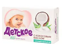 ВЕСНА Туалетное крем-мыло твердое «Детское» кокос, алоэ вера, зеленый чай, 90 г в пачке