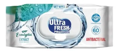 Ultra Fresh premium влажные салфетки 60 шт с клапаном с экстрактом эвкалипта 