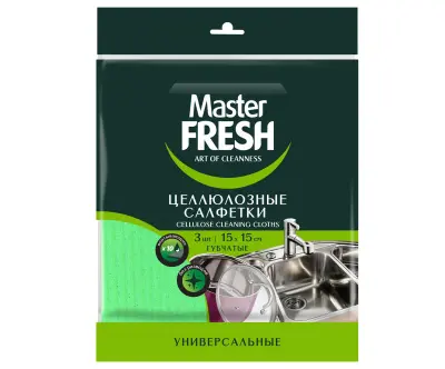 Master FRESH салфетки целлюлозные 3 шт 15*15 см 
