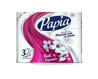 Papia туалетная бумага белая с ароматом bali flower и рисунком трёхслойная 12 шт
