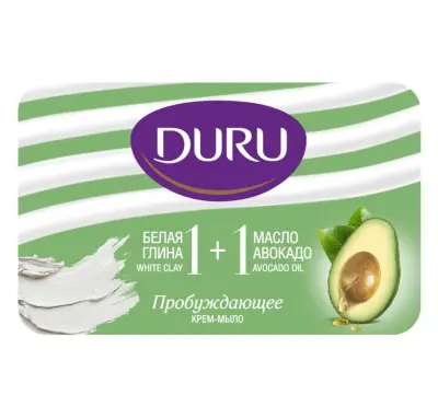 Duru туалетное мыло 1+1 Белая глина и Масло авокадо Soft 80г 