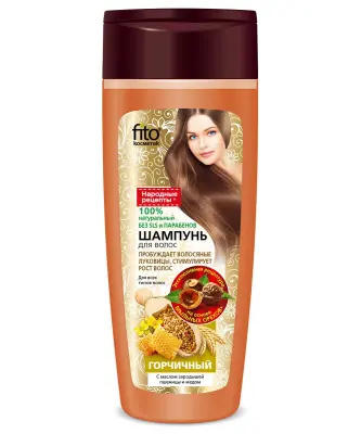 Народные рецепты шампунь горчичный с маслом зародышей пшеницы и медом 270 мл 