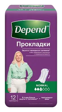 Depend прокладки урологические для женщин normal при недержании 12 шт