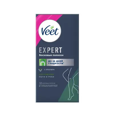 Veet Expert восковые полоски для сухой кожи 12 шт 