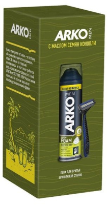 Arko подарочный набор пена hemp 200 + станок pro3(1)'22 