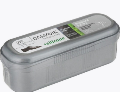 DАМАVІК обувная щетка SILICONE бесцветная губка с пропиткой в футляре 
