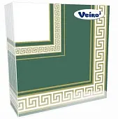 Veiro салфетки 3 слойные с рисунком эллада изумруд 33*33 20 листов