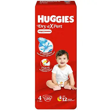 Huggies dry expert 4 l 7-18 кг подгузники 50 шт