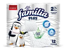 Familia Plus туалетная бумага белая двухслойная 12 шт