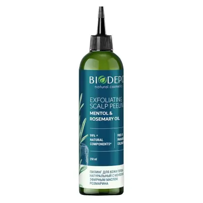Biodepo пилинг для кожи головы натуральный с ментолом и эфирным маслом розмарина 250 мл 