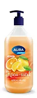 Aura крем мыло шёлк и цитрус new флакон дозатор 1000 мл