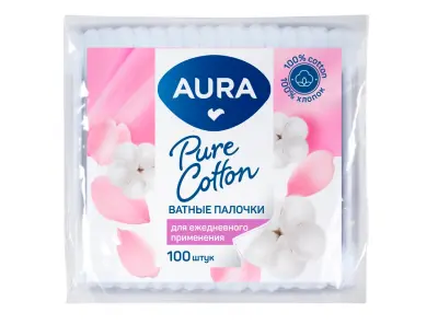Aura ватные палочки 100 шт п э пакет 