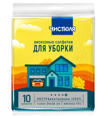 Чистюля салфетка вискозная 10 шт 