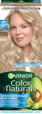 Garnier суперосветляющая крем краска для волос color naturals оттенок 111 суперосветляющий платиновый блонд 