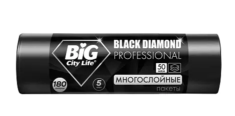 BIG City пакеты для мусора black 90*110 см 180 л 5 шт чёрные