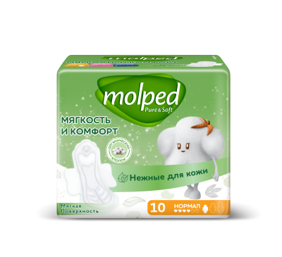 Molped ультратонкие прокладки pure soft с крылышками нормал 10шт 