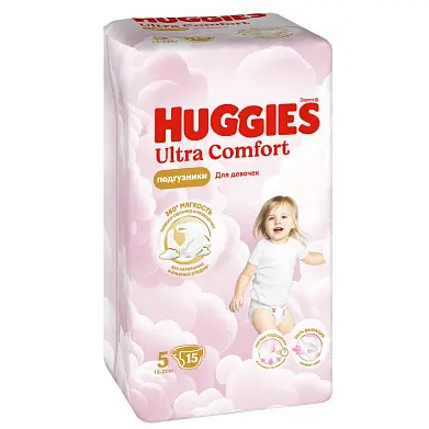 Huggies ultra comfort 5 12-22 кг подгузники 15 шт для девочек