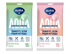 Aura влажные салфетки с антибактериальным эффектом beauty 15 шт
