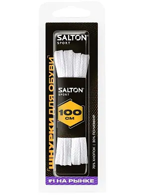 Salton sport шнурки для обуви с пропиткой плоские белые 100 см