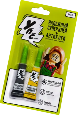 Упс супер клей антиклей на блистере в шоубоксе 12 шт 3 г+3 г 