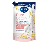 Aura Pure cotton крем мыло 2 в1 для рук и тела хлопок и овсяное молочко дой пак 850 мл