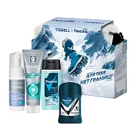 Подарочный набор Рексона Men+Tiswell гель для душа 100 мл+дезодорант 50 мл+зубная паста 110 гр+пенка для зубов 50 мл