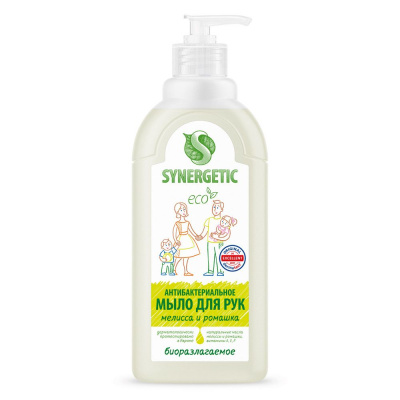 Synergetic мыло жидкое мелисса и ромашка чистота и ультразащита 99,9% 0,5 л 