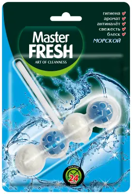Master FRESH gold подвесной блок для унитаза effect 400 смываний 5 в1 морской 1 шт 