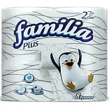 Туалетная бумага Familia Plus белая двухслойная, 8 шт