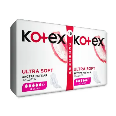 Kotex ultra soft гигиенические прокладки супер 16 шт 