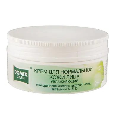 Domix крем для нормальной кожи лица увлажняющий с гиалуроновой кислотой экстрактом алоэ витаминами, E, D 75 мл