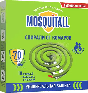 Mosquitall спирали универсальная защита от комаров для всей семьи 10 шт