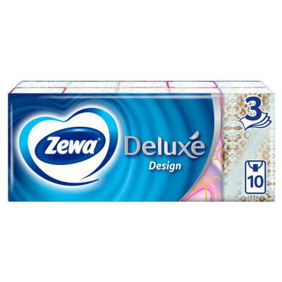 Zewa носовые платочки deluxe дизайн 3 х слойные 10 шт 