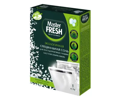 Master FRESH экологичная специальная соль для посудомоечной машины гранулированная беленая крупнокристаллическая 1 кг 