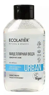 Ecolatier мицеллярная вода для снятия макияжа для чувствительной кожи цветок кактуса алоэ вера 600 мл